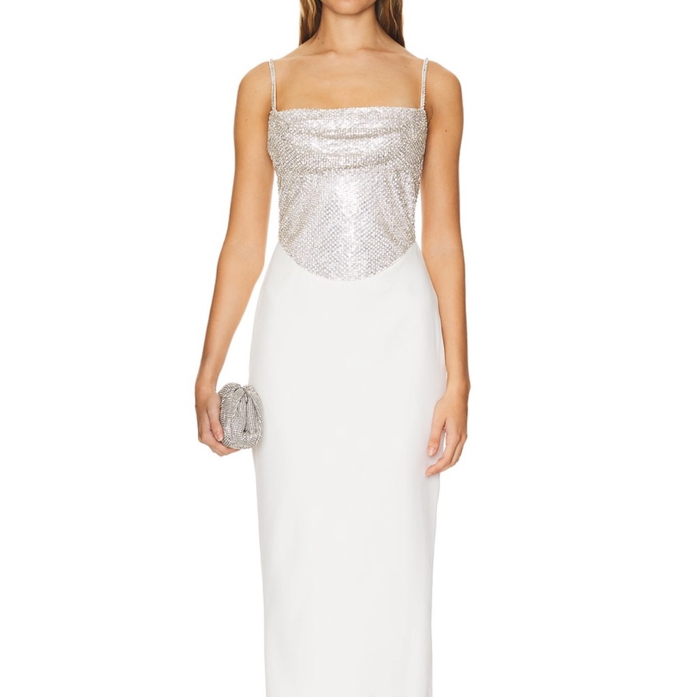 retroféte Jazlyn Dress in White & Silver